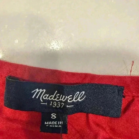 Madewell red eyelet dress with cut out sides. Zip up back size lined small - Picture 6 of 8
